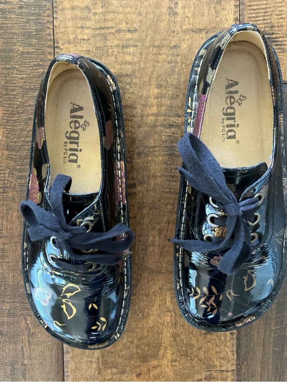 Alegria Abbi comfort lace-up black patent leather platform shoes sz 37 - Picture 2 of 8